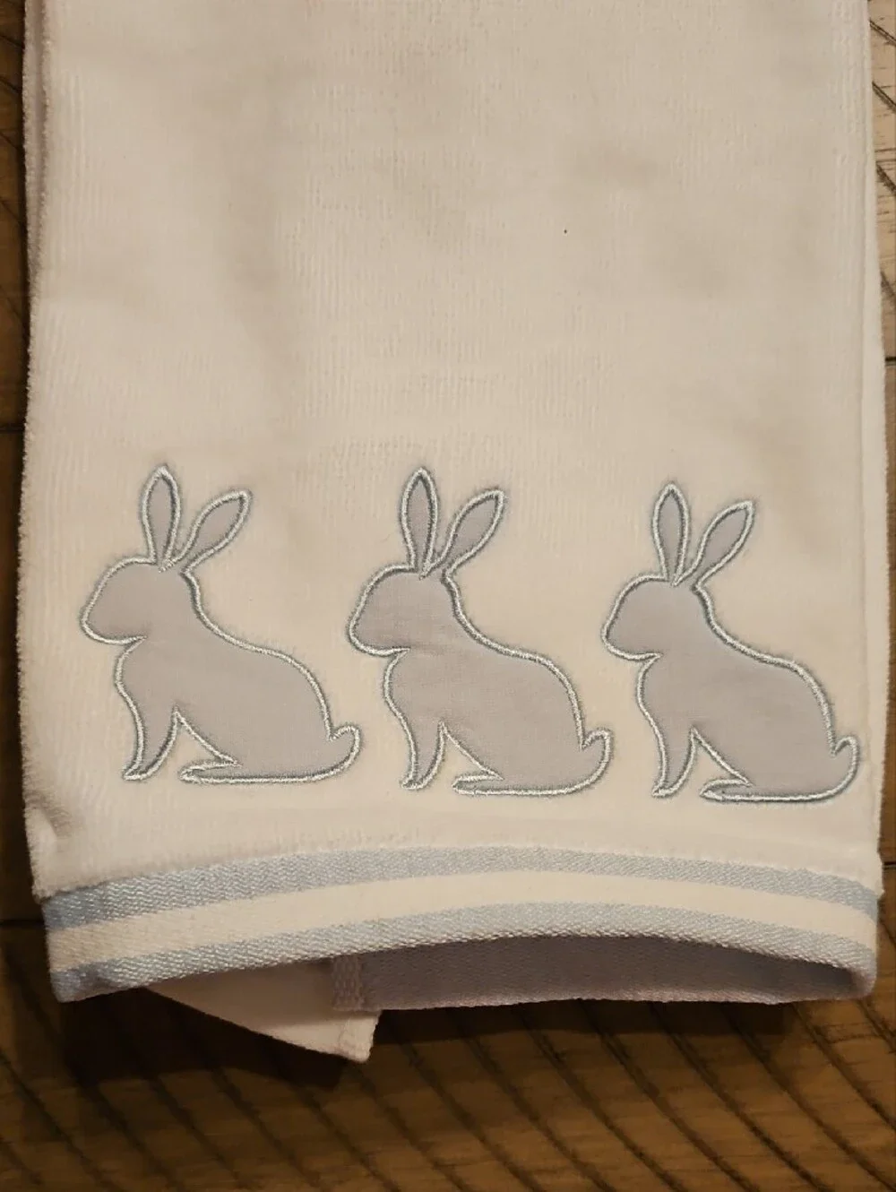 White Hand Towels With Bunnies